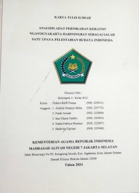 Image of KTI : Analisis Adat Prenikahan Keraton Ngayogyakarta Hadiningrat Sebagai Salahsatu Upaya Pelestarian Budaya Insonesia