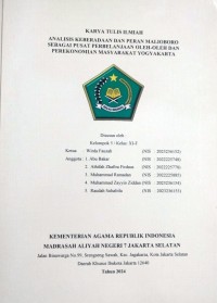 Image of KTI : Analisis Keberadaan dan Peran malioboro Sebagai Pusat Perbelanjaan Oleh-Oleh dan Perekonomian Masyarakat  Yogyakarta