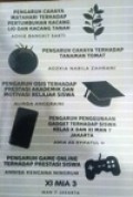 Pengaruh Cahaya Matahari terhadap Tumbuhan Kacang ijo dan Kacang Tanah/  Pengaruh cahaya Terhadap Tanaman Tomat/ Pengaruh OSIS Terhadap Prestasi Akademik dan Motivaski Belajar Siswa/ Pengaruh Penggunaan Gadget Terhadap siswa kelas X dan XI MAN7 Jakarta/ Pengaruh Game Online terhadap Prestasi Siswa